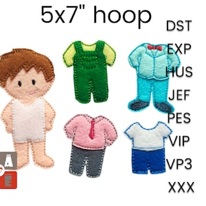 Boy doll and outfits Quiet book embroidery design, Toddler quiet book pattern, In the hoop design, machine embroidery applique design