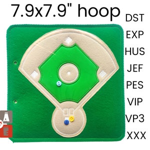 Quiet book page embroidery design, Baseball field, Boy Toddler quiet book pattern, In the hoop, machine embroidery applique design