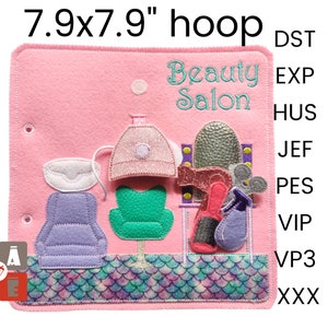 Dollhouse Quiet book page embroidery design, Boy Toddler quiet book pattern, In the hoop activity design, machine embroidery applique design