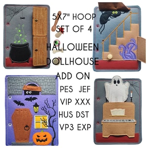 Quiet book page embroidery design SET, Halloween quiet book pattern, In the hoop activity design, machine embroidery applique design