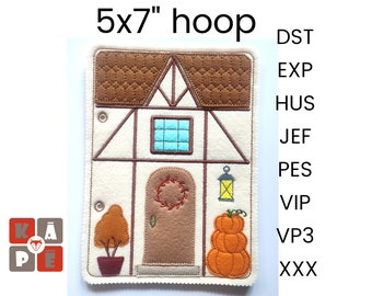 Dollhouse thanksiving Quiet book page embroidery design, Baby Toddler quiet book pattern, In the hoop, machine embroidery applique design