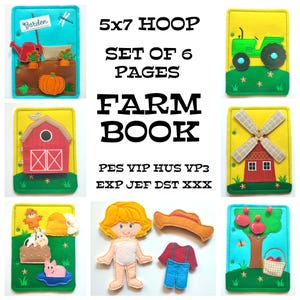 SET of 6 pages, Farm Quiet book embroidery design, toddler quiet book pattern, In the hoop, machine embroidery applique design