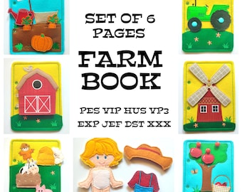 SET of 6 pages, Farm Quiet book embroidery design, toddler quiet book pattern, In the hoop, machine embroidery applique design