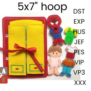 Boy dollhouse Quiet book page embroidery design, Toddler quiet book pattern, In the hoop activity design, machine embroidery applique design