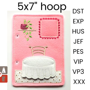 Dollhouse quiet book page embroidery design, Toddler quiet book pattern, In the hoop activity design, machine embroidery applique design