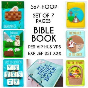 SET of 7 designs, Bible Quiet book embroidery design, church toddler quiet book pattern, In the hoop, machine embroidery applique design