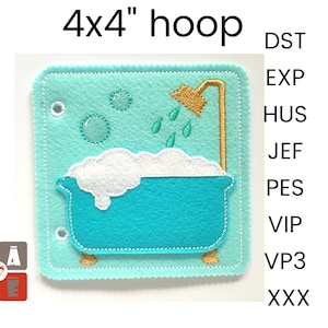 Dollhouse Quiet book page embroidery design, Toddler quiet book pattern, In the hoop activity design, machine embroidery applique design