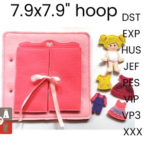 Dollhouse closet page with a doll Quiet book embroidery design, toddler quiet book pattern, In the hoop, machine embroidery applique design