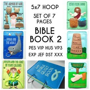 SET of 7 designs, second Bible Quiet book embroidery design, church toddler quiet book pattern, In the hoop, machine embroidery applique