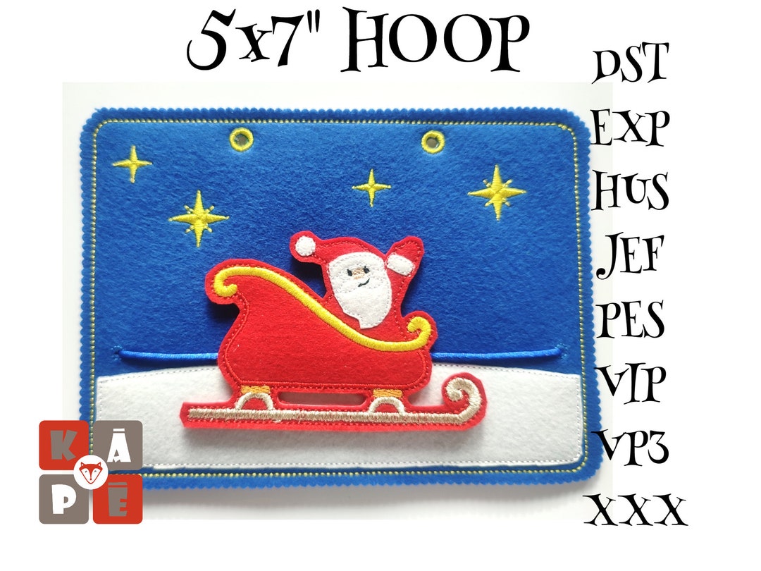 Christmas Quiet Book Page Embroidery Design Santa Sleigh Boy Etsy