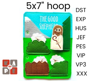 Quiet book page embroidery design, Bible Church Toddler quiet book pattern, In the hoop activity design, machine embroidery applique design
