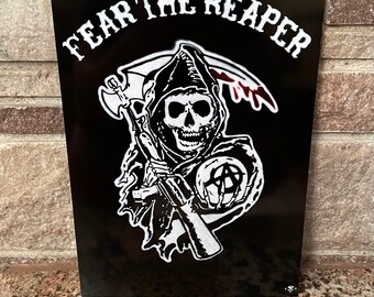 Plaque Murale Décorative Sons Of Anarchy 'Fear The Reaper' - 20x30 Cm En étain Vintage - Décoration Bar, Bureau, Garage