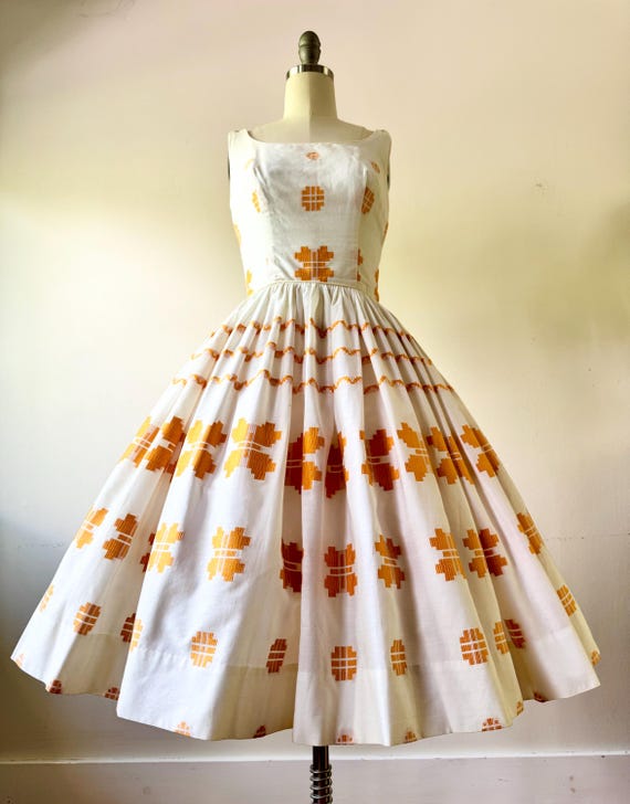 Vintage Embroidered Sun Dress Vintage 50s Embroidered Butterfly