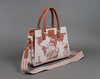 PaJust Roseward Kelly tas, canvas tas, dames handtas, schoudertas, dames canvas tas, luxe tas, handgemaakte tas, leren tas