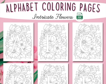 Alphabet Coloring Pages, Coloring Pages For Adults, Flower Alphabet, Printable Coloring Pages, Coloring Sheets, Flower Coloring Pages