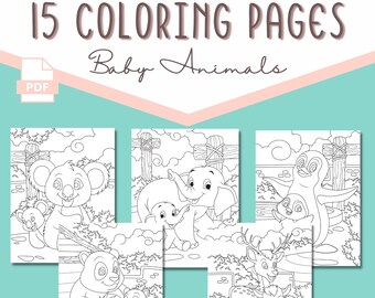 Animal Coloring Pages | Animal Coloring Book  | Coloring Book Pages For Kids |  Coloring Book | Instant Download | Baby Animals | Toddler