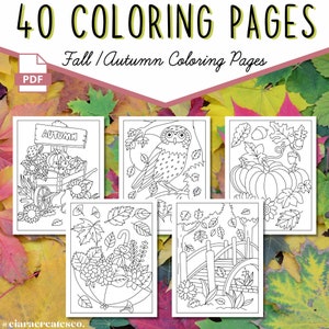 40 Fall Coloring Pages for Kids | Autumn Coloring Pages for Kids | Thanksgiving Coloring Pages | Halloween Coloring | Autumn Leaves|