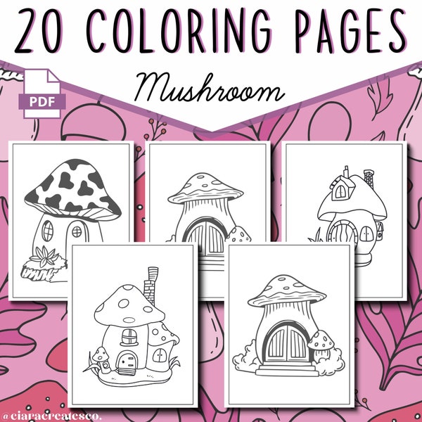 Mushroom Coloring Pages for Kids | Autumn Coloring Pages for Kids | Mushroom House Coloring Pages | Halloween Coloring | Fall Coloring Book