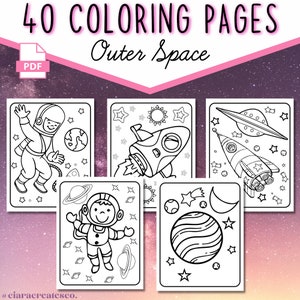 Space Coloring Pages | Space Coloring Pages For Kids | Outer Space Birthday Party Activity | Unisex Birthday Party | Summer Activity Book