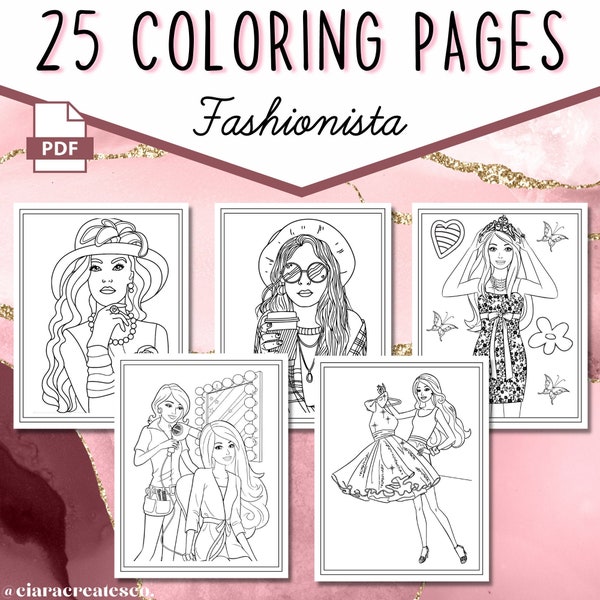 Fashion Coloring Pages, Fashion Coloring Book, Fashion Lover Kids Gift, Kids Birthday Party Activity, Teen Coloring, Adult Coloring Book,