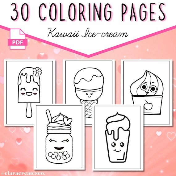 30 Kawaii Ice Cream Coloring Pages for Kids Printable Kawaii