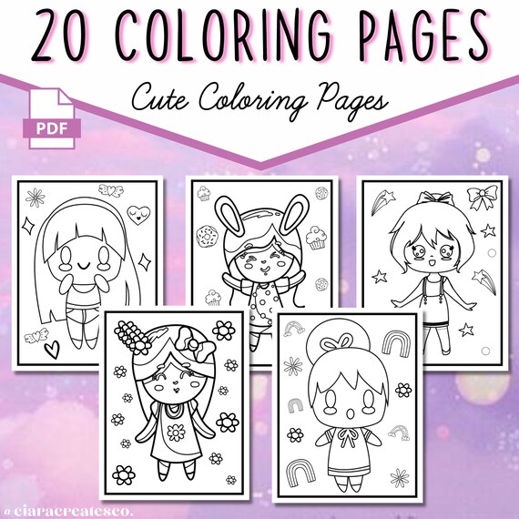 20 kawaii coloring pages for kids cute printable coloring