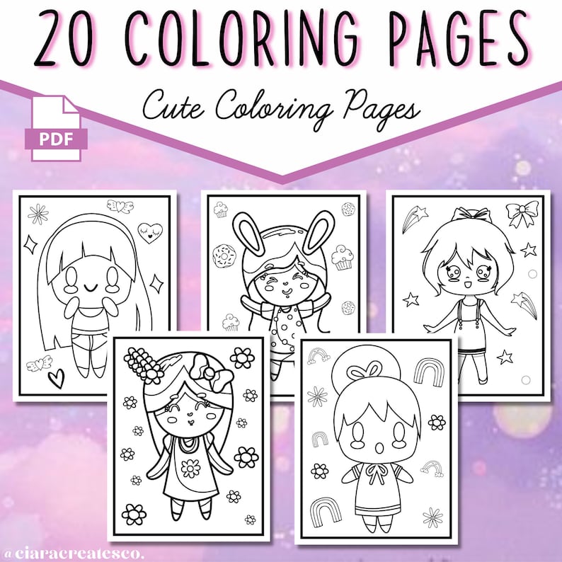 20 Kawaii Coloring Pages for Kids, Cute Printable Coloring Pages