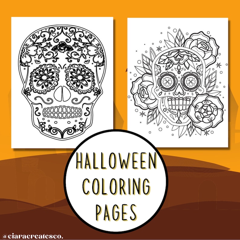 35 Sugar Skull Coloring Pages for Kids Printable Halloween - Etsy Canada