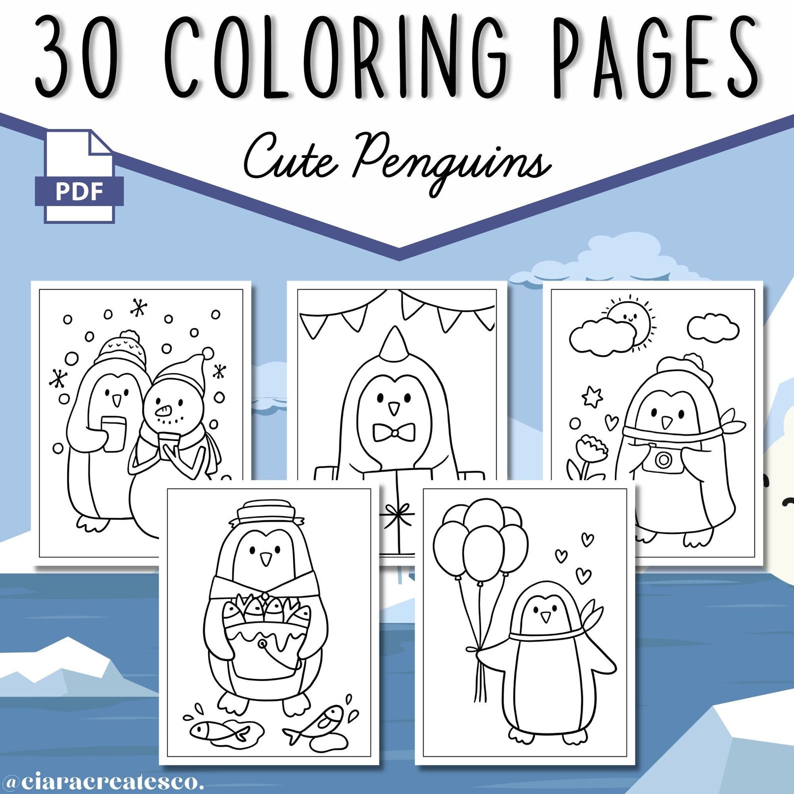 30 Penguin Coloring Pages, Coloring Pages for Kids, Birthday Party ...
