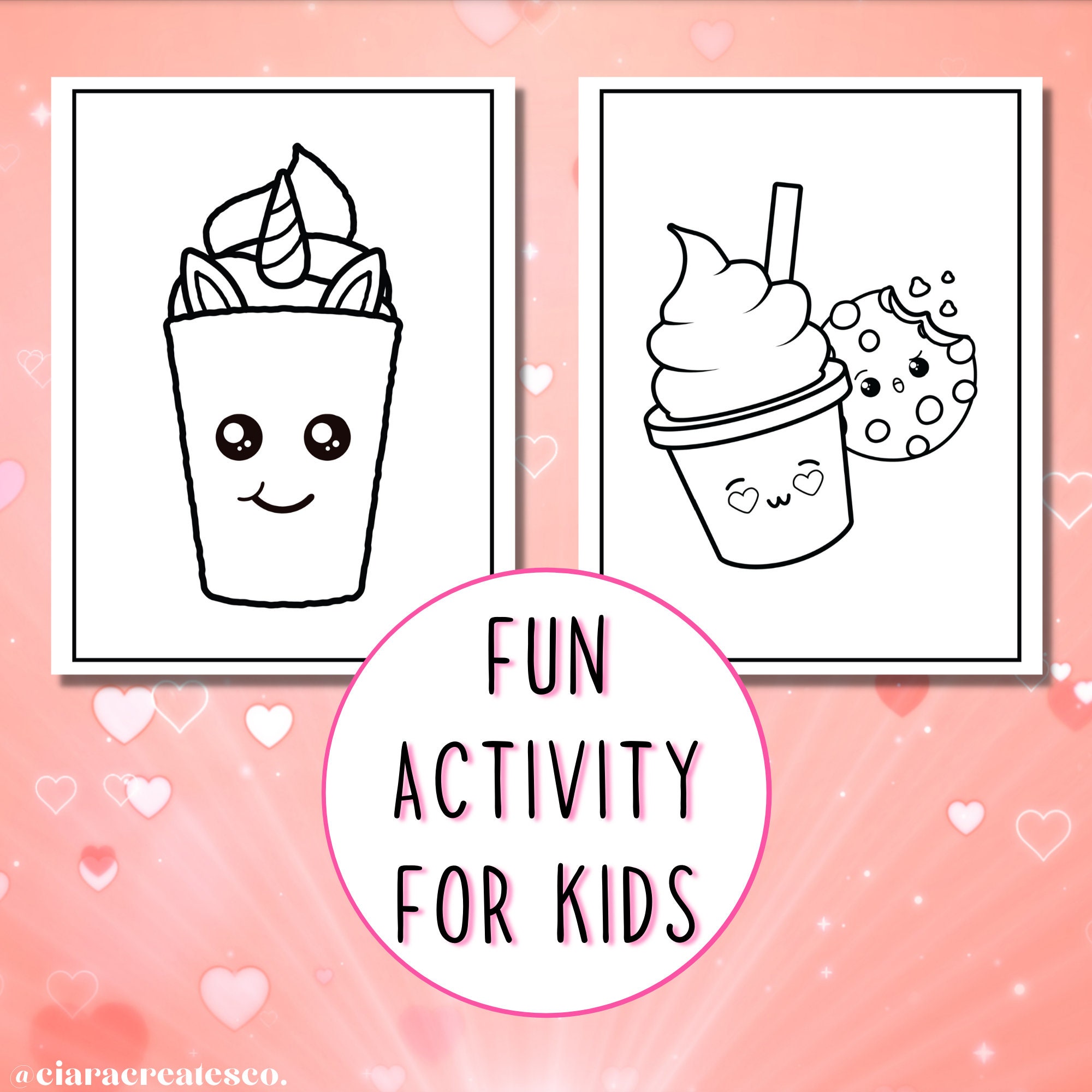 30 Kawaii Ice Cream Coloring Pages for Kids Printable Kawaii | Etsy