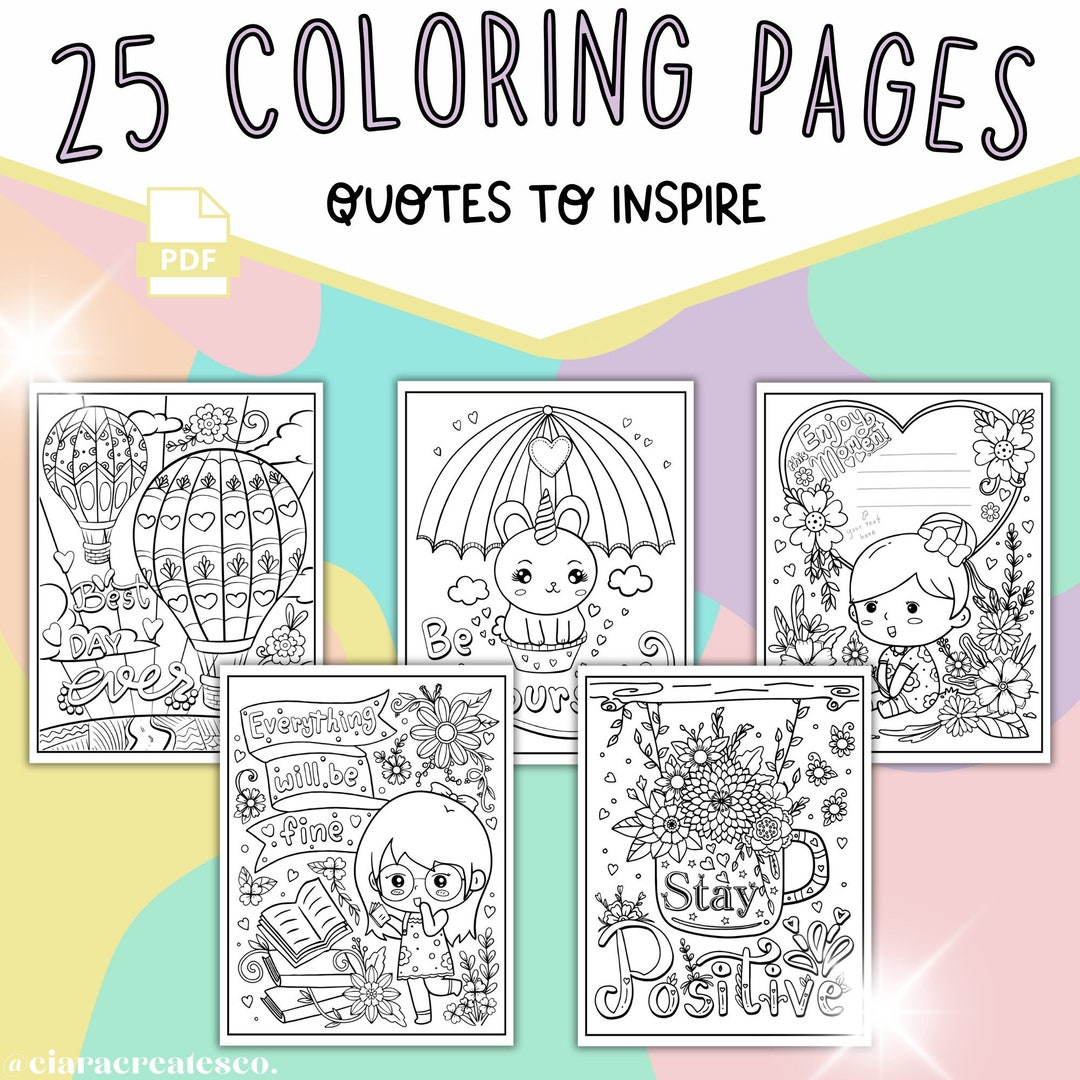 Inspirational Coloring Pages for Kids, Positive Affirmations ...