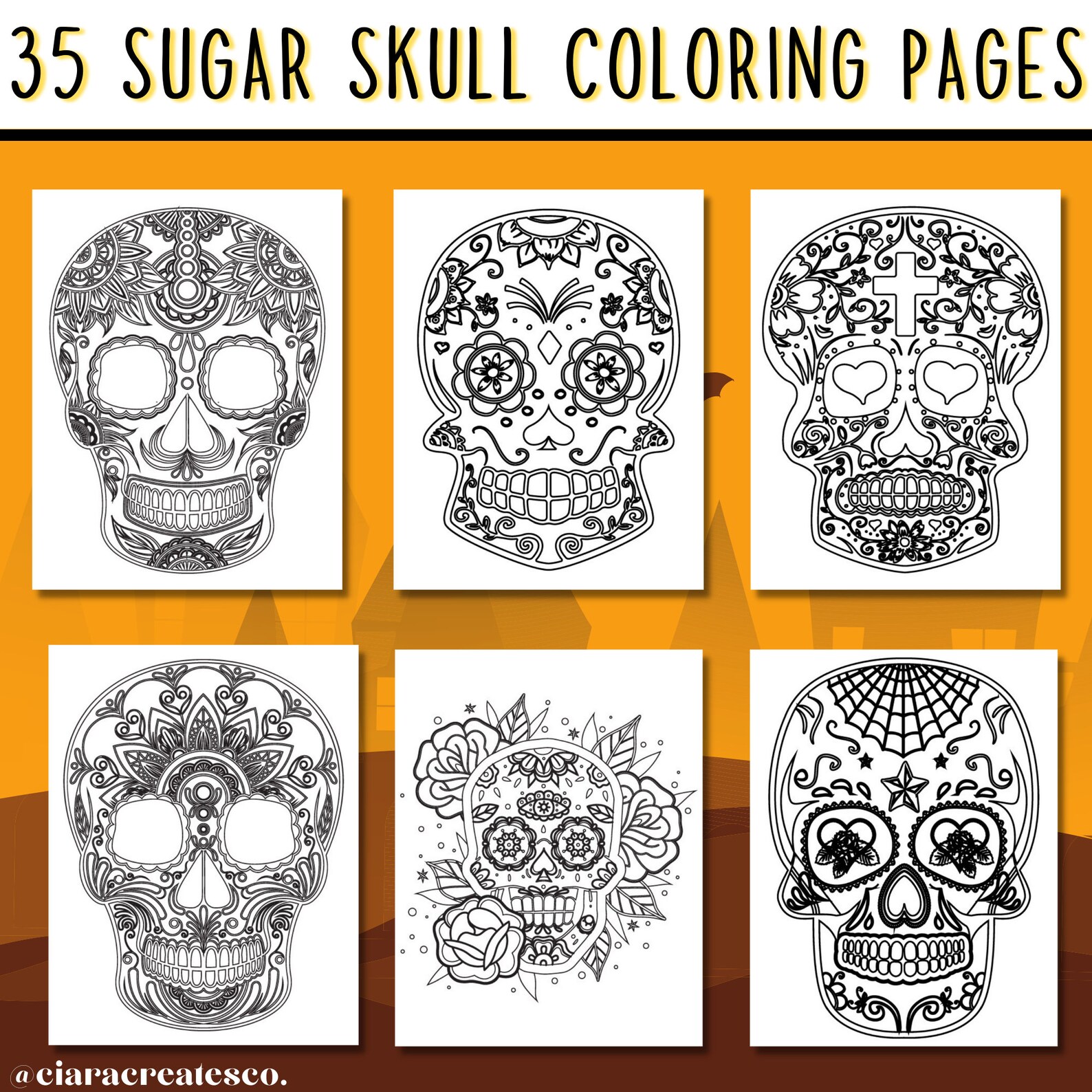 35 Sugar Skull Coloring Pages for Kids Printable Halloween - Etsy Canada