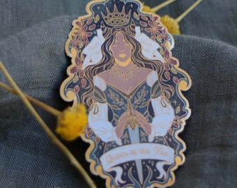 reina y rey de la fae - pegatinas metalicas - cardan y jude