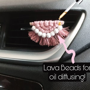 Macrame Car Vent Clips & Oil Diffuser | The ORIGINAL lava stone bead diffuser