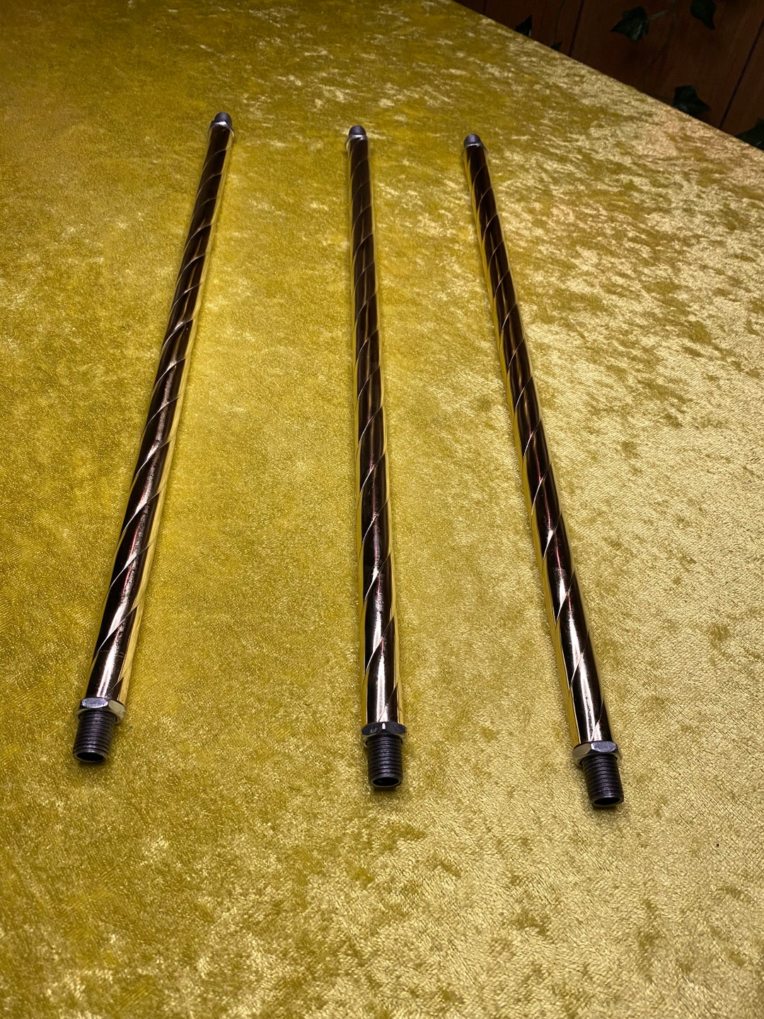Set of Three 18-inch Steel Replacement Columns With Gold Spiral Roped ...
