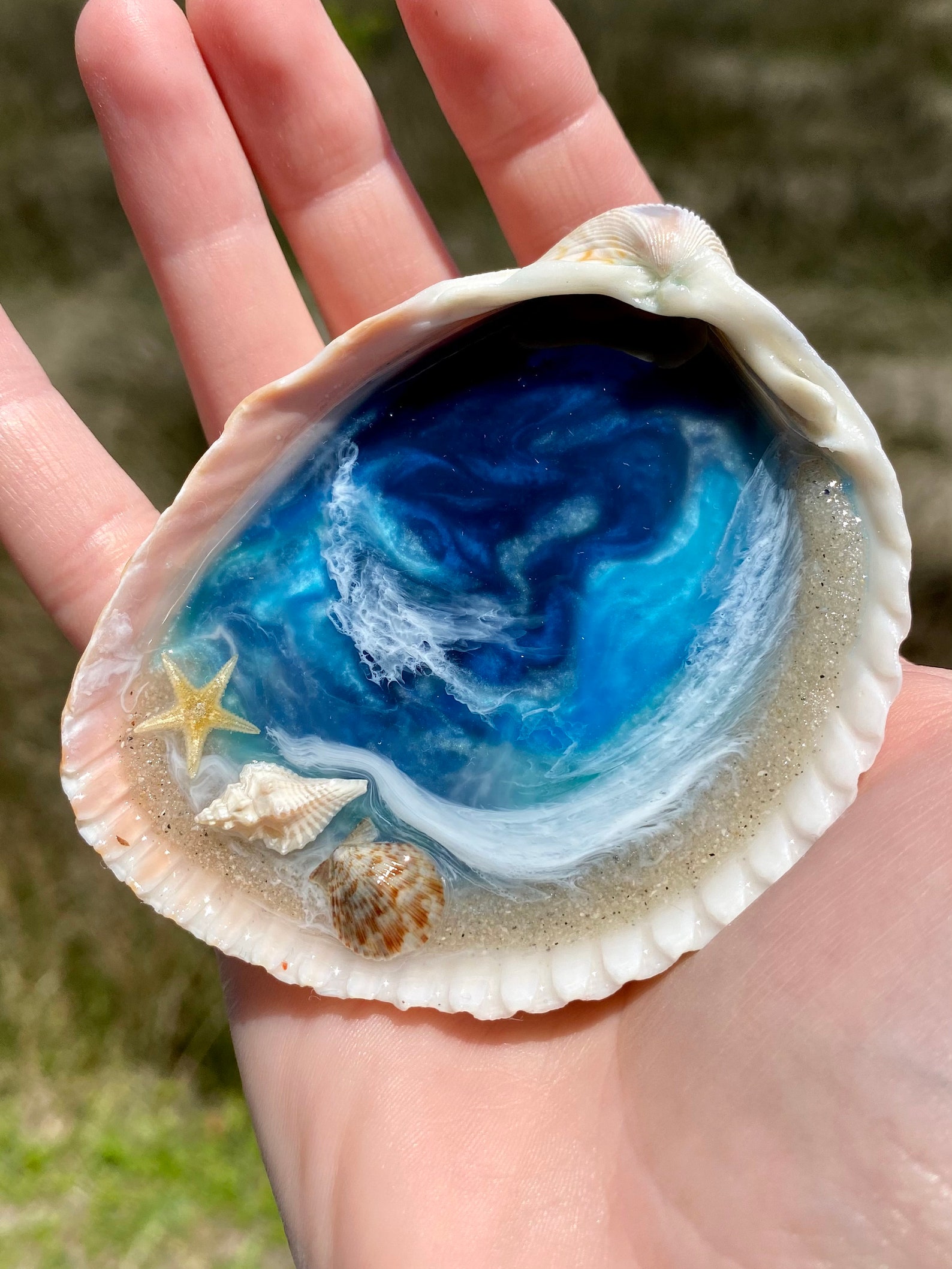 Seashell Epoxy Resin Art Mini Beach Jewelry Dish Ring Dish | Etsy