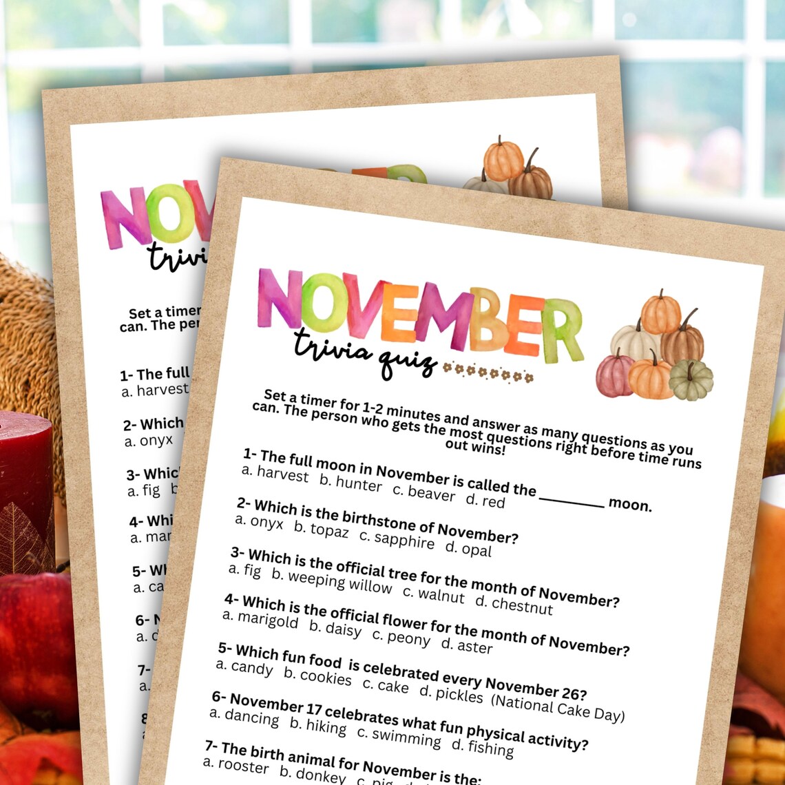 Printable October Trivia October Trivia Game Bundle: Fall & Halloween Quiz (digital Download) - Etsy