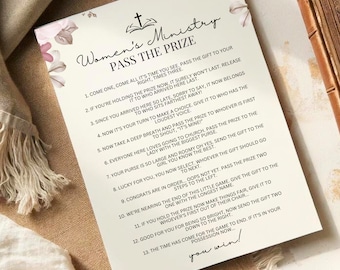 Women&#39;s Ministry Pass The Prize Left To Right Printable Poem Story Game Activity For A Tea Party Or Ladies Luncheon Retreat Icebreaker