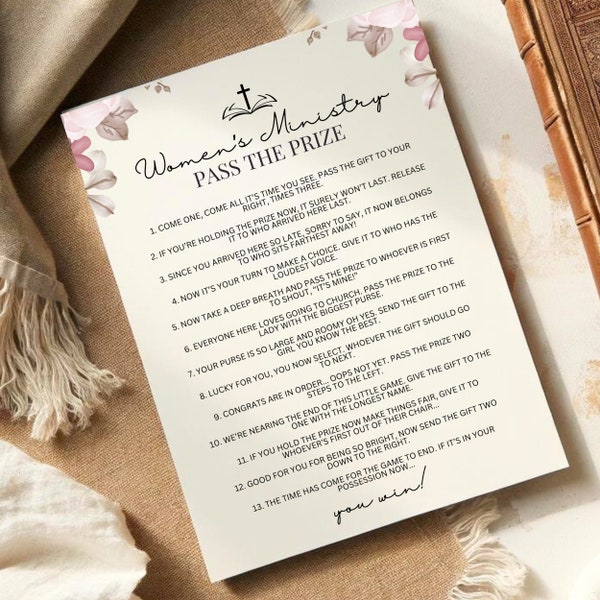 Women's Ministry Pass The Prize Left To Right Printable Poem Story Game Activity For A Tea Party Or Ladies Luncheon Retreat Icebreaker