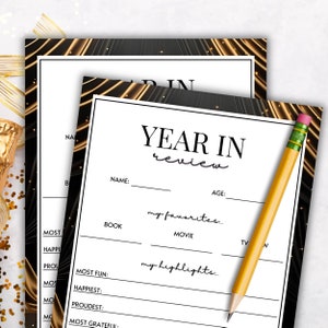 New Year&#39;s Eve Game - Year In Review - End Of The Year Activity - Time Capsule Keepsake - Year Recap Printable - Last Minute Party Idea