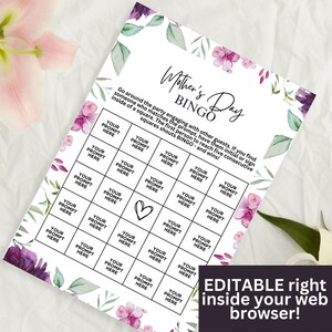 Editable Mother's Day Bingo Icebreaker Game (Printable PDF)