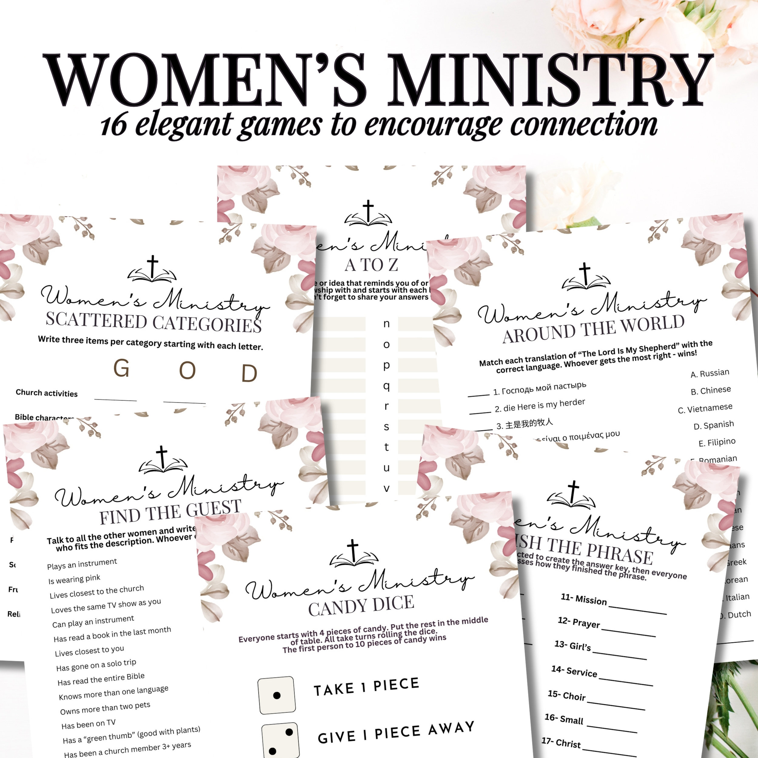 Women's Ministry Christian And Bible Games MEGA Bundle For Ladies Fellowship Night Or Prayer Breakfast And Retreat or Luncheon Ideas