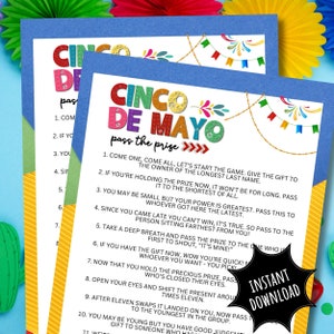 Cinco de Mayo Pase El Premio Juego Izquierda Derecha Para Fiesta Taco Fiesta Honor Día de la Independencia Mexicana 5 de Mayo Latina Latino Hispano Español Dia