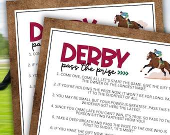 Kentucky Derby Pass Der Preis Links Rechts KY Pferderennen Pferdesport Charme Spaß Für Kinder Tweens Teens Erwachsene Sofortiger Download PDF