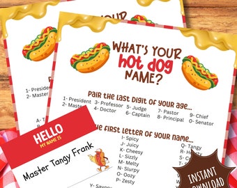 Hot Dog Name Game: Personalized Party Activity (PDF)