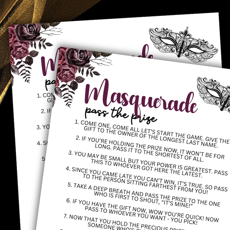 Masquerade Pass the Prize Game: Mardi Gras, Venetian Ball (PDF) - Etsy