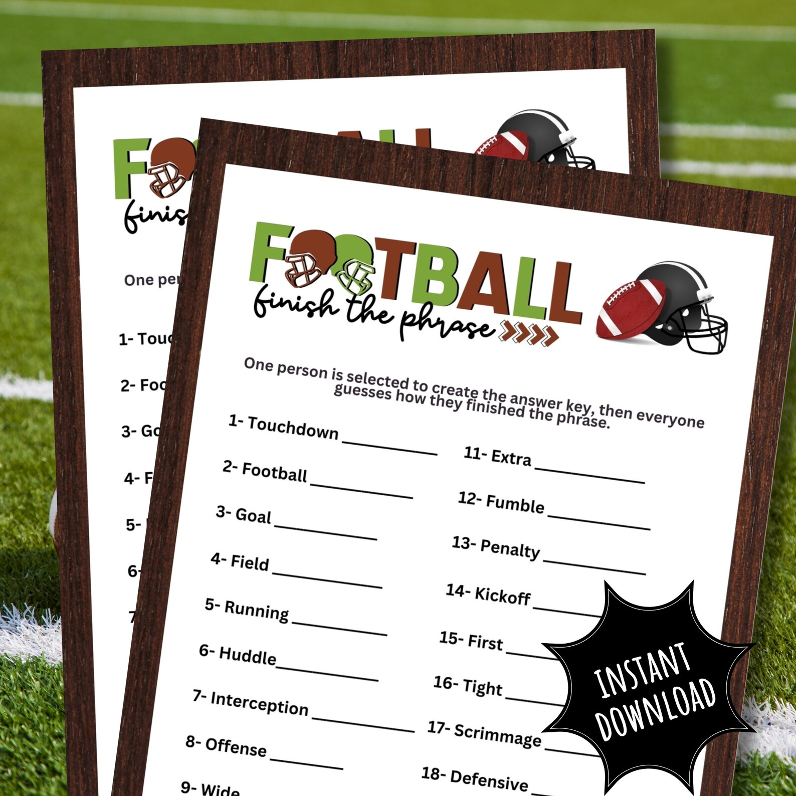 Football Finish the Phrase Game Word Trivia Quiz for A Super Event With ...