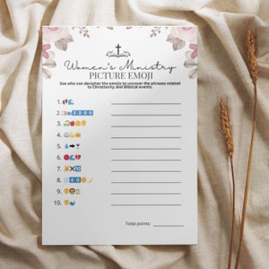Women's Ministry Emoji Picture Bible Christian Fellowship Game voor uw dameslunch Girls Night met theekransje en geloofsretraite