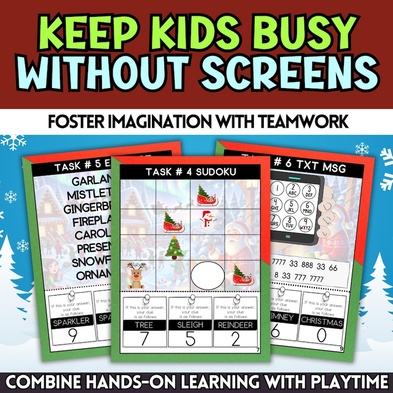 Christmas Escape Room Kit For Teens And Tweens Fun Family Game Printable Mystery Adventure DIY Holiday Activity Age 10 11 12 13 14