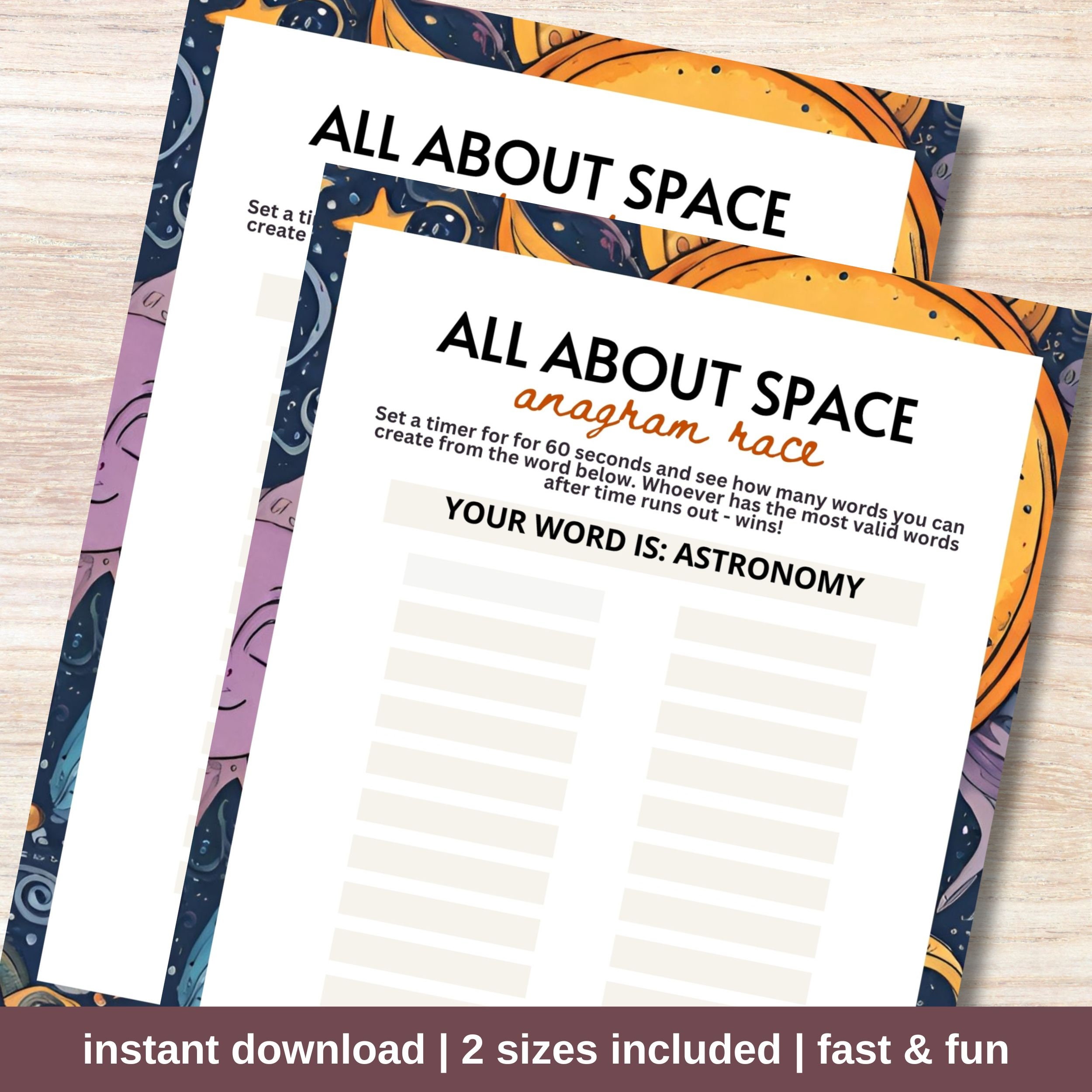 Solar Eclipse Party Anagram Printable Game For A Fun And Easy Instant Download PDF Activity On April 8 2024 For Classroom Kids And Adults